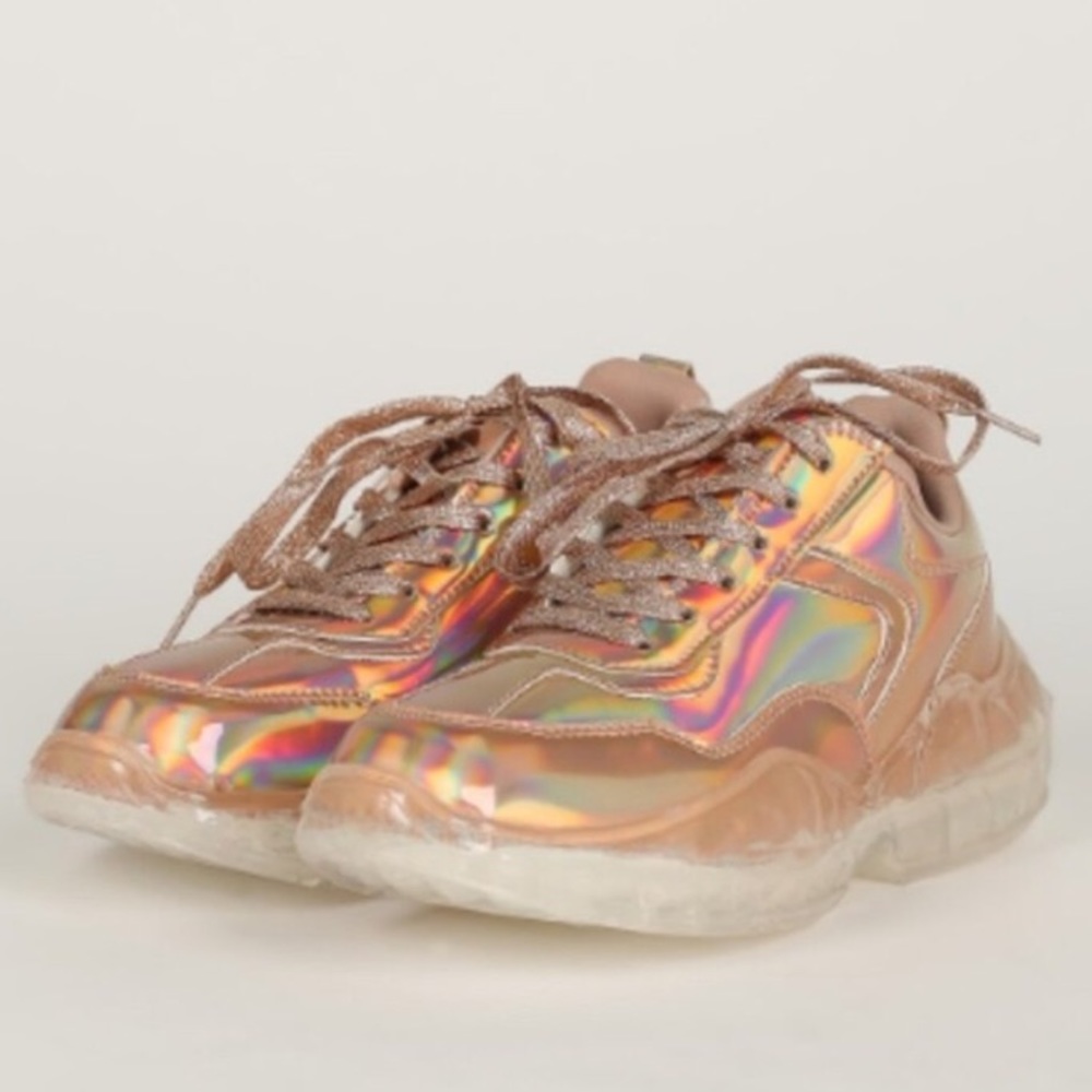 NWT! Holographic Rose Gold Fashion Sneaker